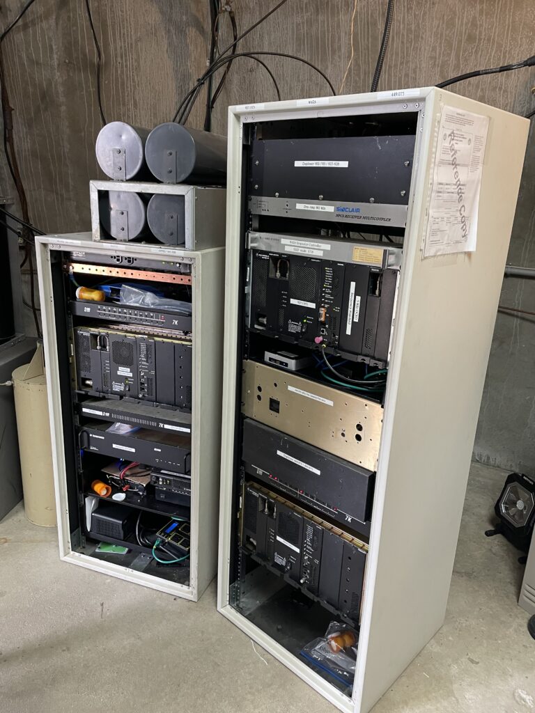 Two cabinets consisting of four amateur radio repeaters.